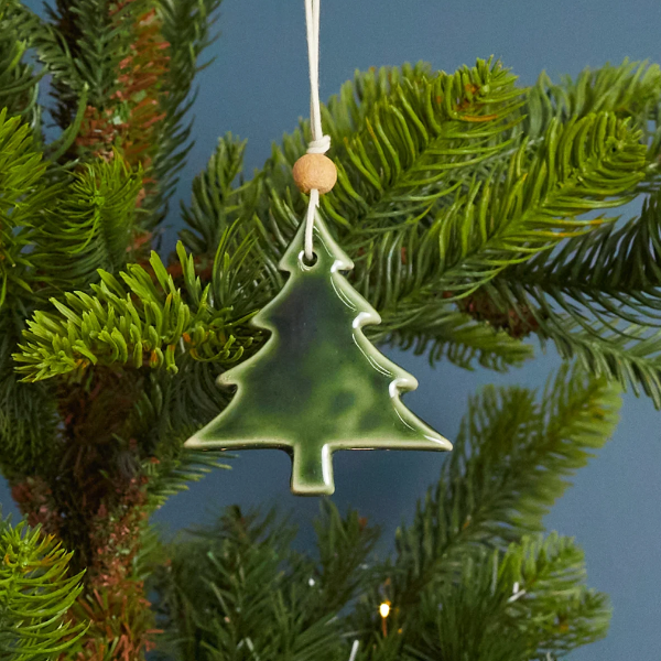 Green Stoneware Tree Ornament