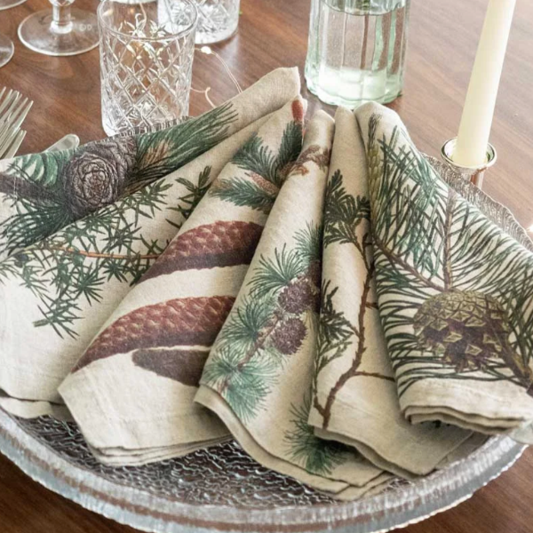 Conifers Lg. Linen Napkins Set/6