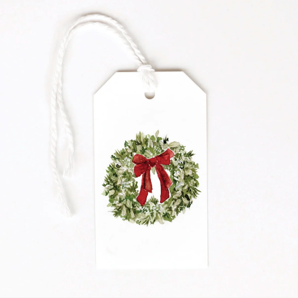 Red Bow Wreath Gift Tags