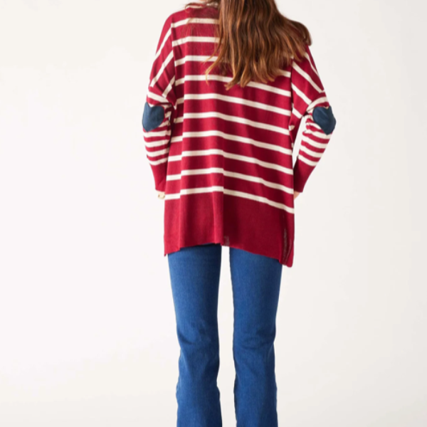 Amour Sweater: Burgundy & Sand Stripe