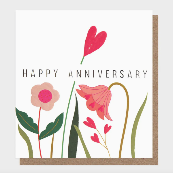 Anniversary Flower Heart Greeting Card