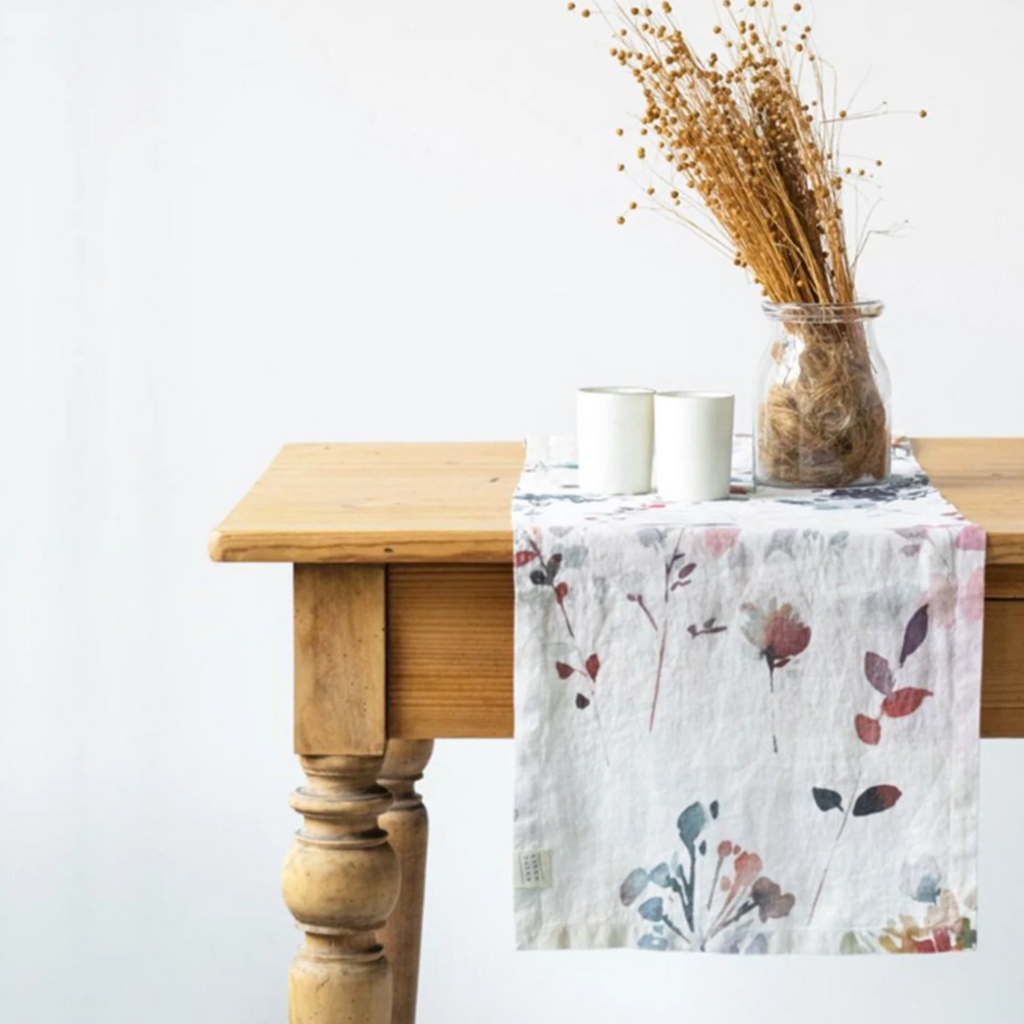 Watercolor Linen Table Runner