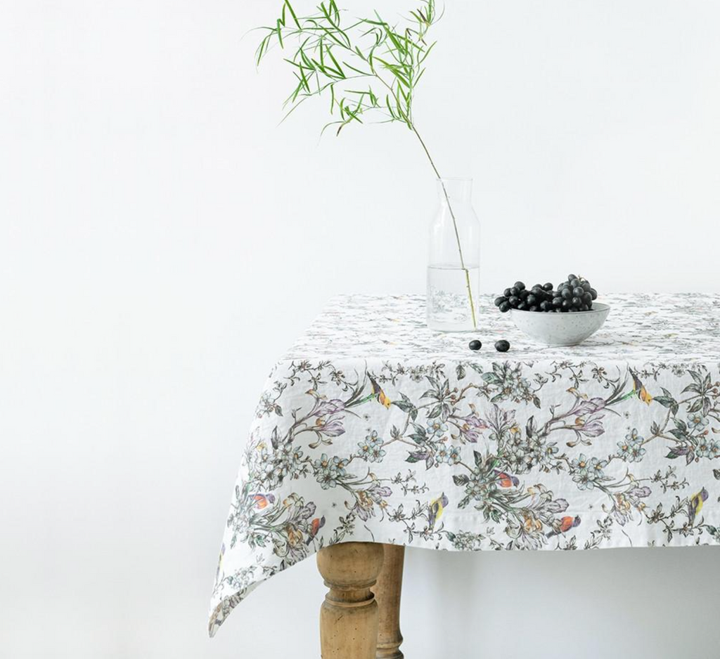 Birds Linen Tablecloth