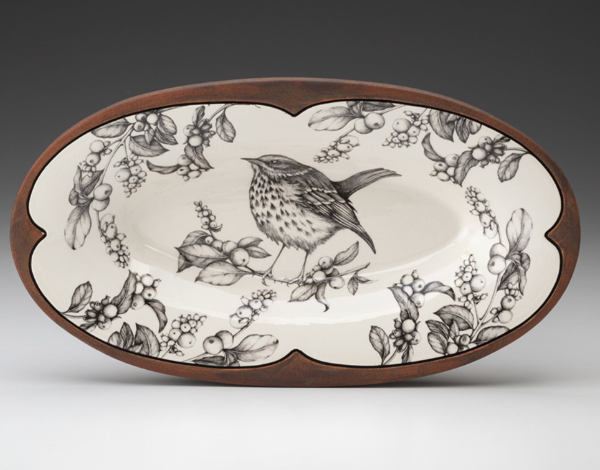 Oblong Serving Dish: Hermit Thrush