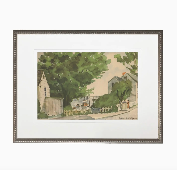 Watercolor Summer Street and Lake View