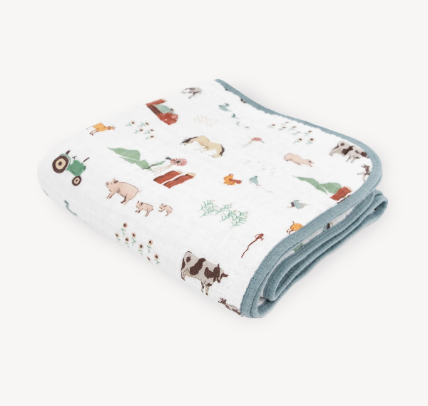 Cotton Muslin Baby Quilt - Farmyard