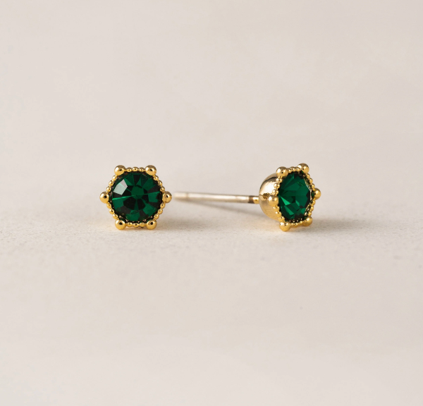 Astrid Stud Earrings in Emerald