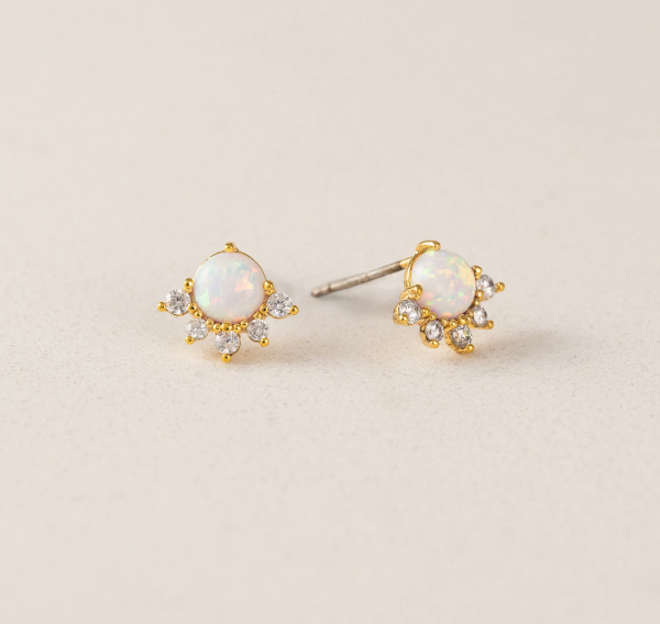 Juno Stud Earrings in Gold/Opal