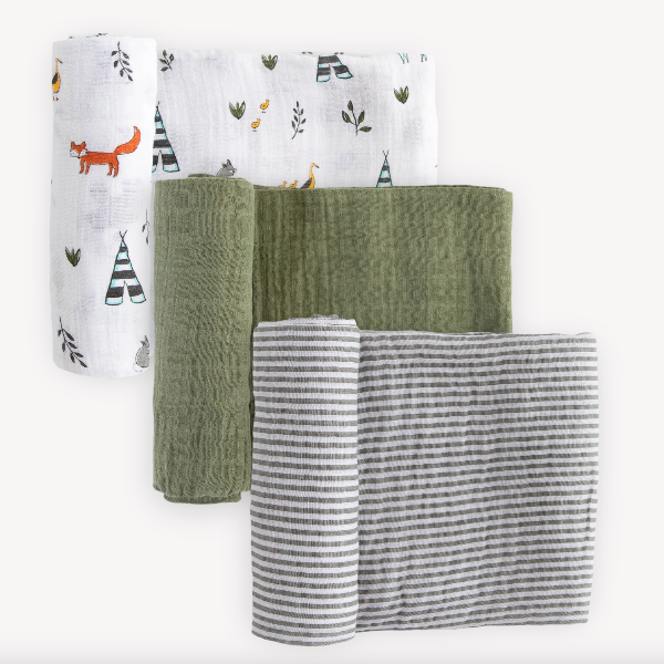 Cotton Muslin Swaddle 3 Pack-Forest Friends