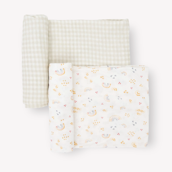 Stretch Knit Swaddle 2 Pack- Rainbow