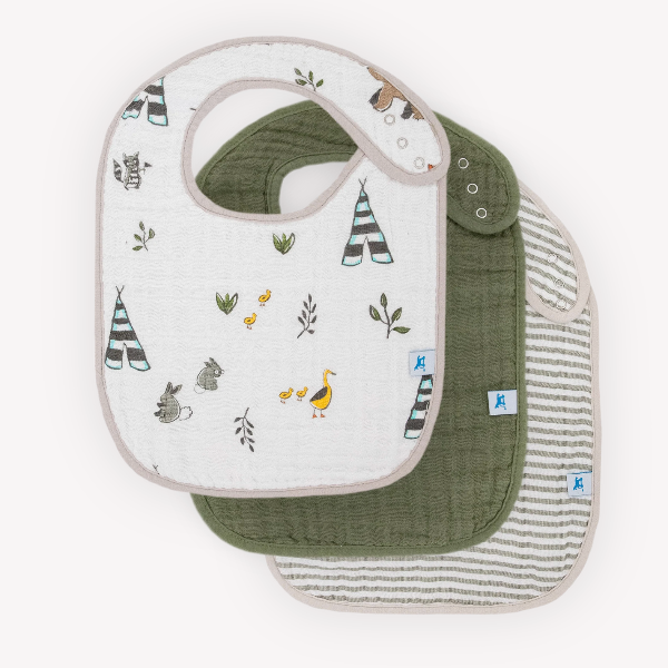 Cotton Muslin Classic Bib 3 Pack- Forest Friends 2