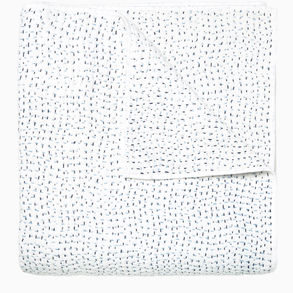 Light Indigo Hand Stitched Coverlets & Shams