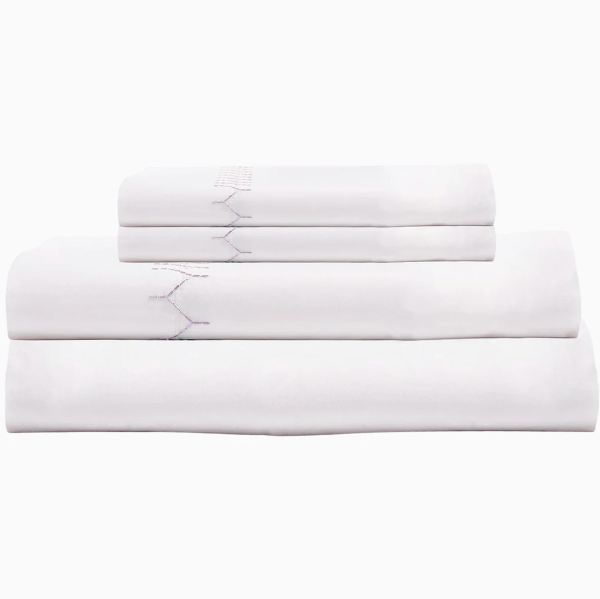 Lavender Stitched Organic Sheet Set
