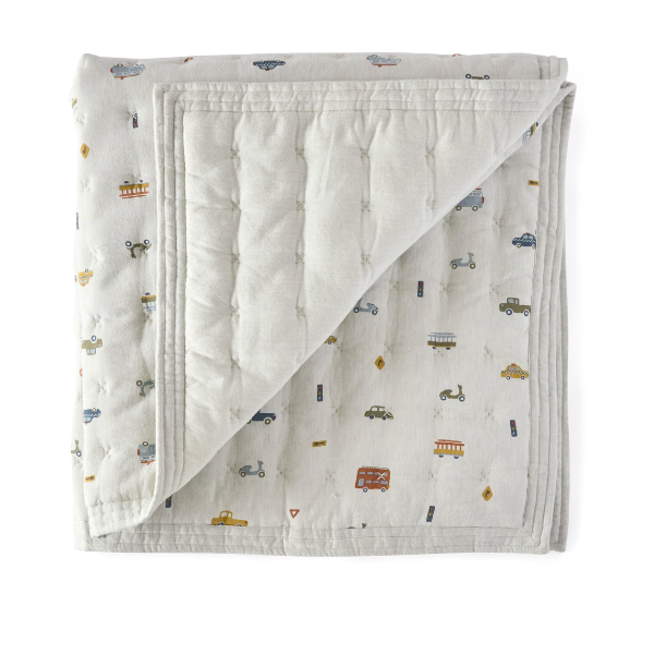 Quilted Chambray Blanket-Rush Hour