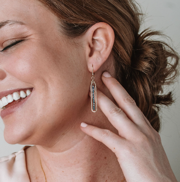 Lyric Gold Filled Drop Earrings with Blue Topaz