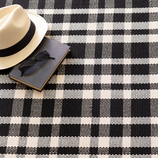 Tattersall Black Indoor/Outdoor Rug