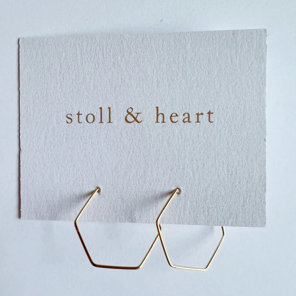 Small Gold Hexagon Hoops