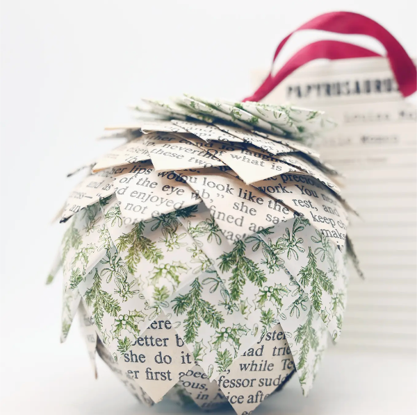 Little Women + Floral Print Book Page Ornament