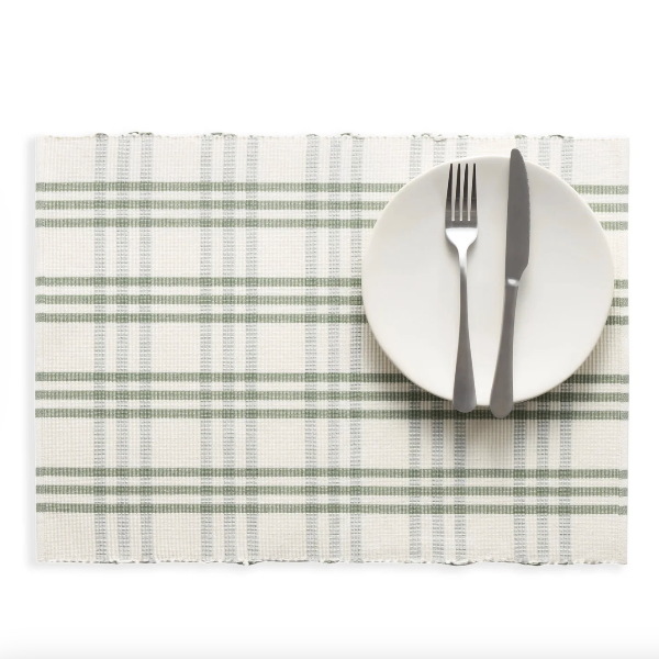 Beaumont Sage Plaid Placemats Set/4