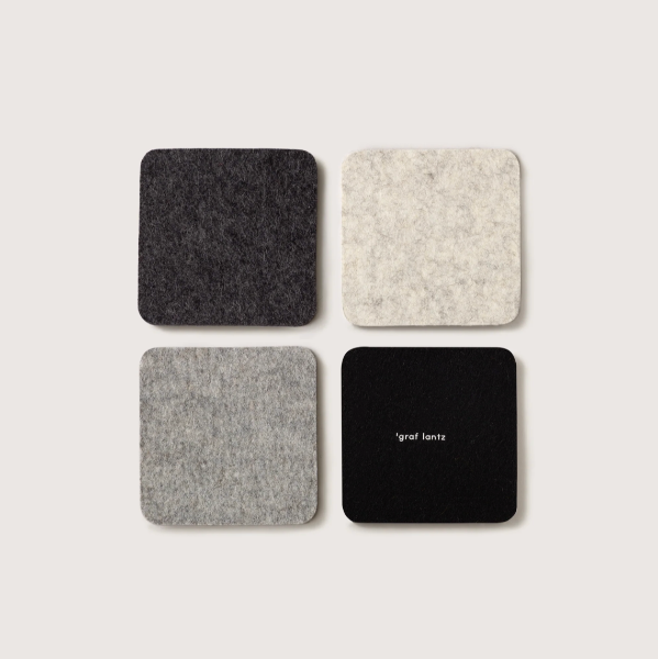 4-Pack Square Felt Coaster- Noir