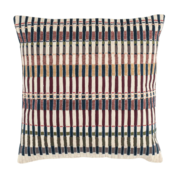 Folk Stripe Embroidered Pillow