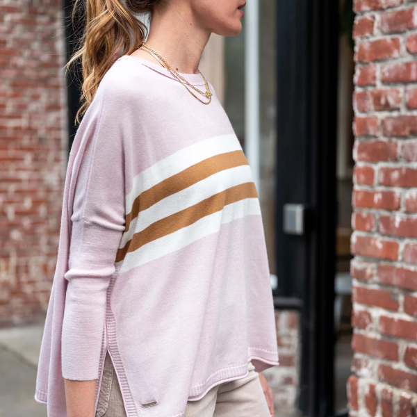 Catalina Crewneck Rose / Tobacco Stripe