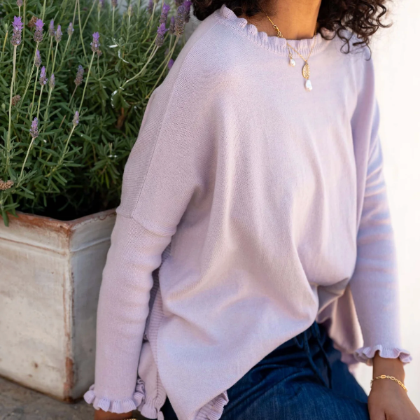 Catalina Cotton Ruffle Sweater : Lavender Haze