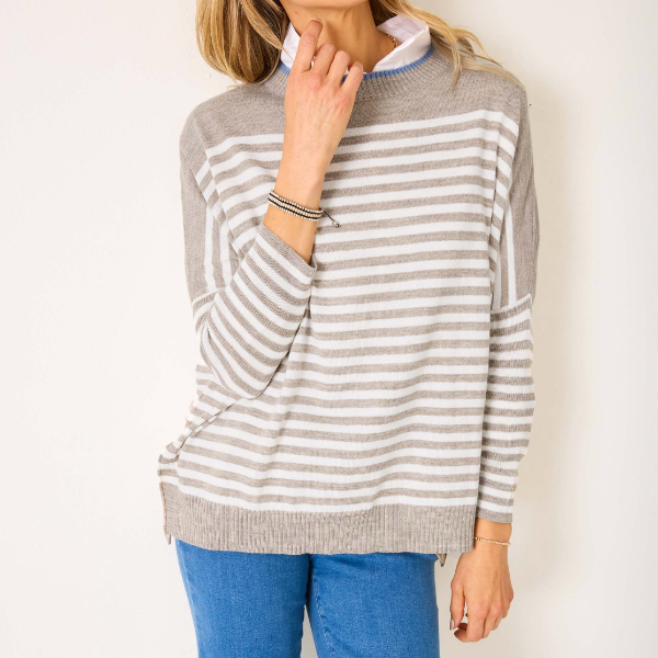 Catalina Modern Crew Sweater : Driftwood/Natural