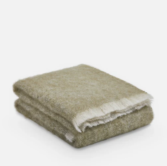 Moneen Olive Mohair Throw
