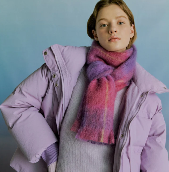 Drumin Plaid Berry Mohair Scarf