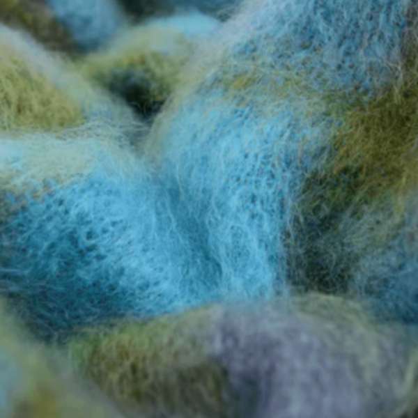 Drumin Plaid Atoll Mohair Scarf