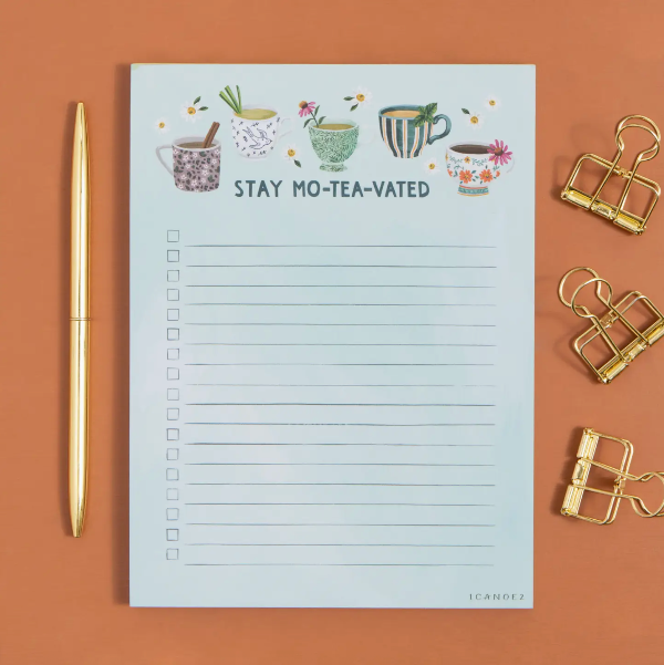 Stay Motivated Teacups 6x8 Notepad