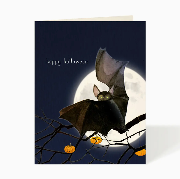 Full Moon Bat Halloween Card