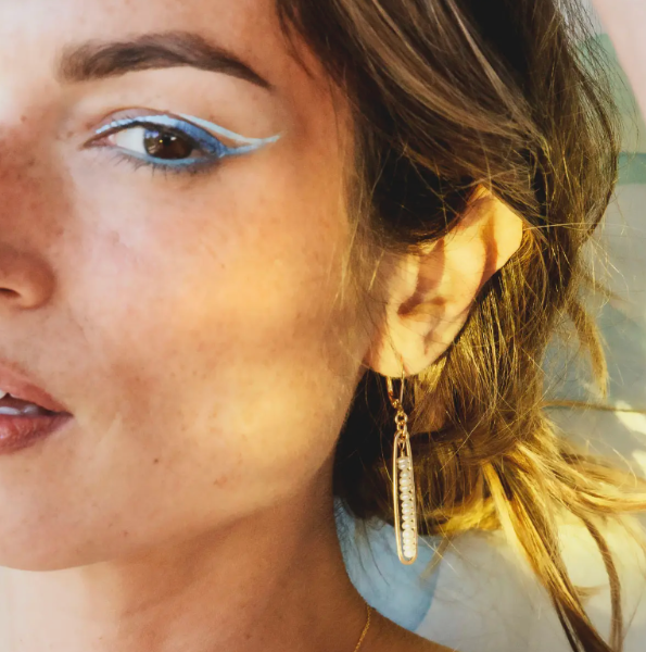Lyric Drop Earrings with White Pearls