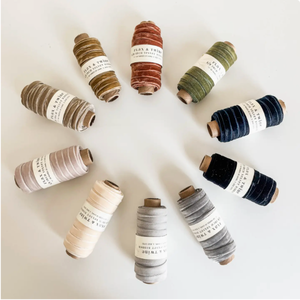 Flax & Twine 3/8" Velvet Ribbon, 10 yards