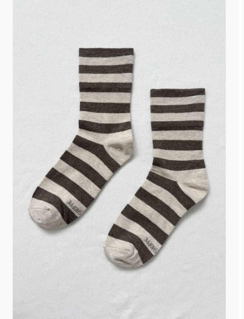Wally Socks in Wide/Brown Stripe