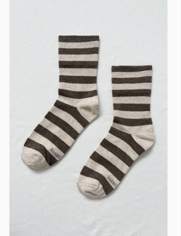 Wally Socks in Wide/Brown Stripe