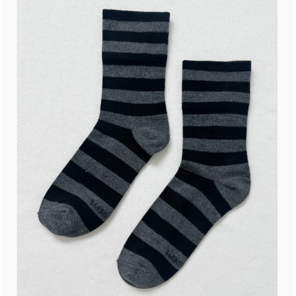 Wally Socks in Wide/Charcoal Stripe