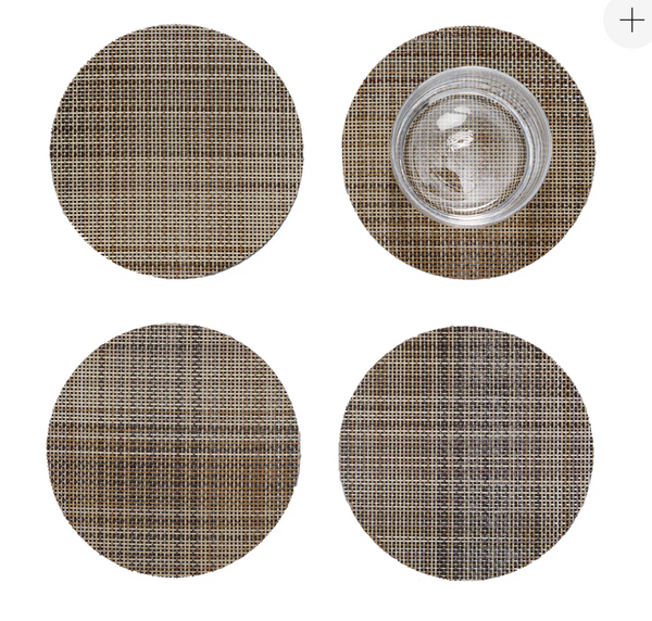 Plaid Coasters Tan Set/4