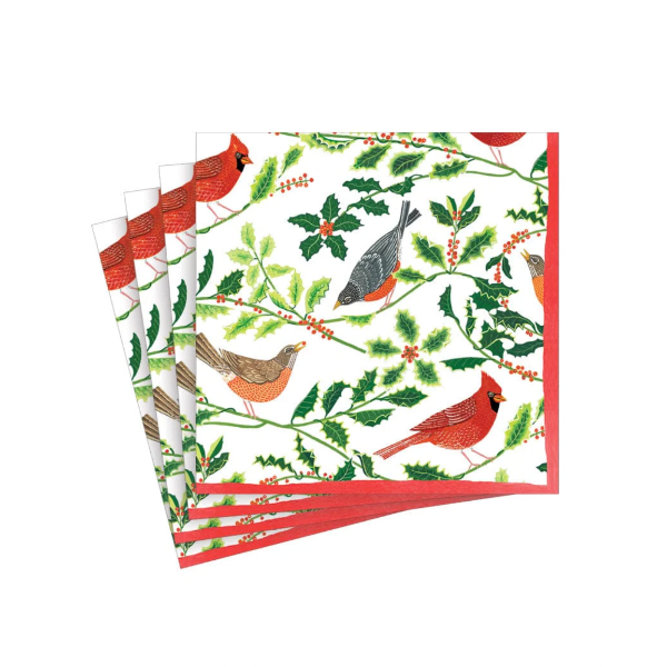 Songbirds and Holly Cocktail Napkins
