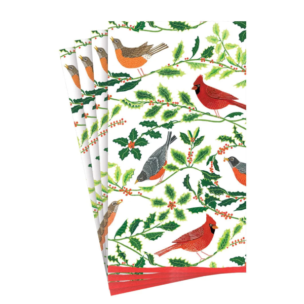 Songbirds and Holly White Guest Towels