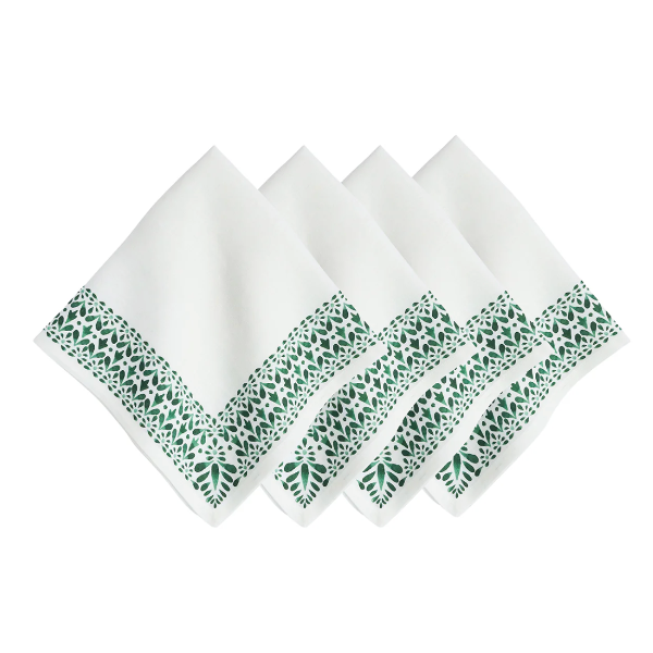 Iberian Border Napkin Set/4-Evergreen