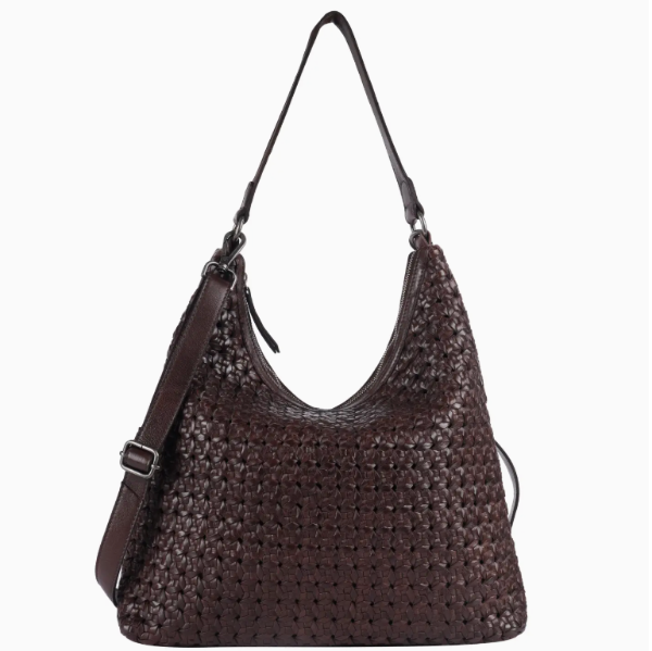 Isabel Leather Crossbody Tote in Brown