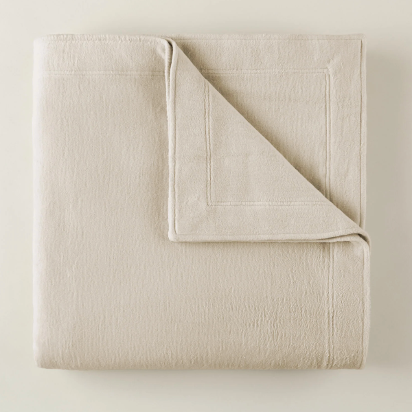 All-Seasons Framed Cotton Blanket: Linen