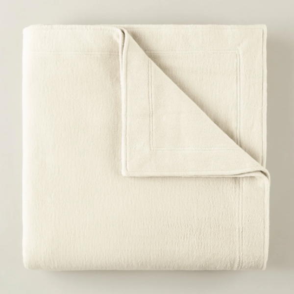 All-Seasons Framed Cotton Blanket: Natural