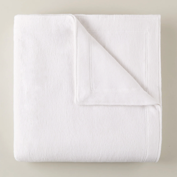 All-Seasons Framed Cotton Blanket: White