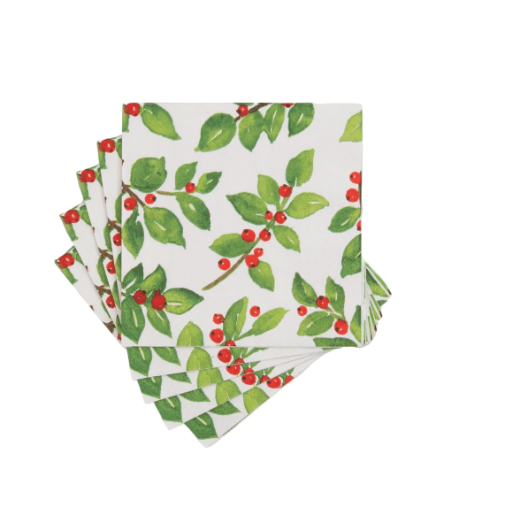 Painted Holly Cocktail Napkins