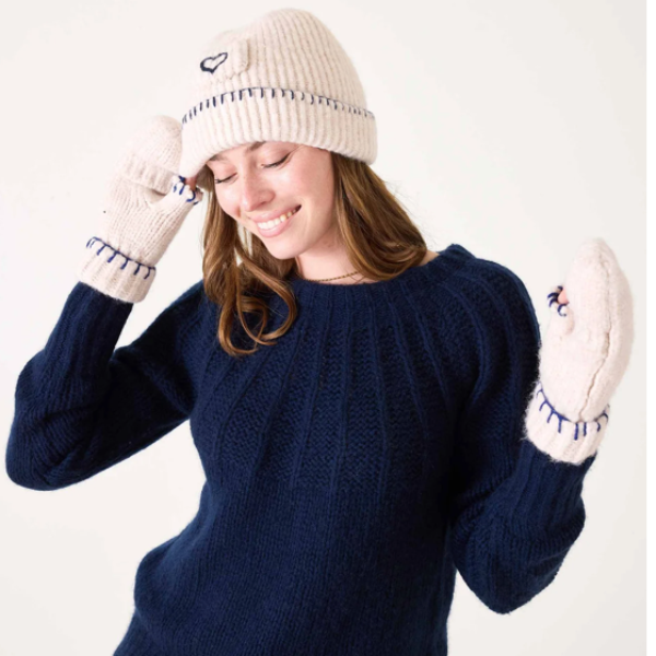 Sailor Love Whipstitch Flip-Top Mittens