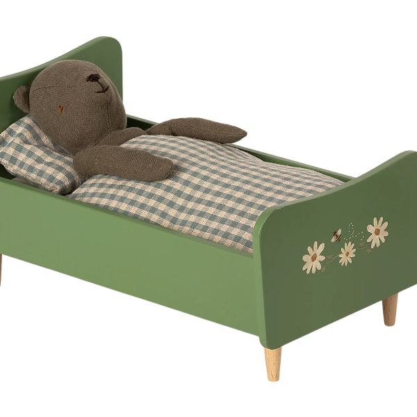 Wooden Bed in Dusty Green