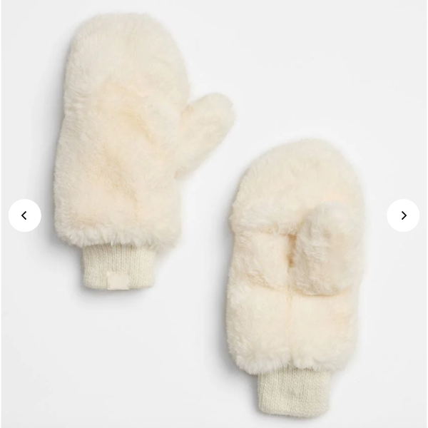 Mad Hatter Faux-Fur Mittens-Ivory